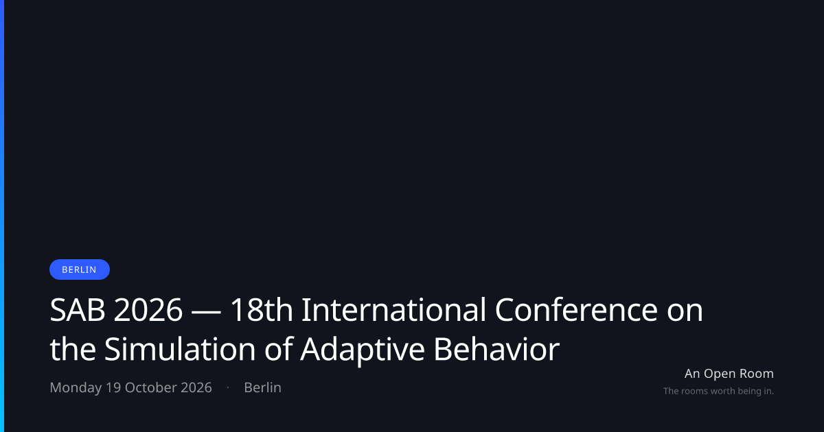 SAB 2026 — 18th International Conference on the Simulation of Adaptive ...